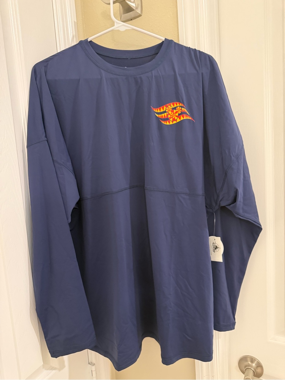 Disney Long-Sleeve Shirt - Navy with Orange & Yellow Wave Emblem